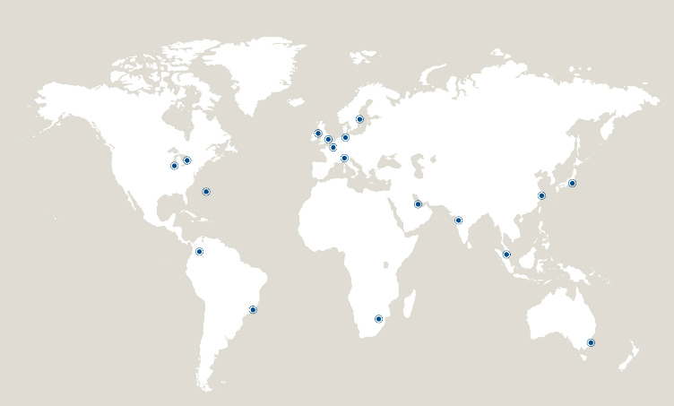 Weltkarte Standorte Schaden-Rückversicherung